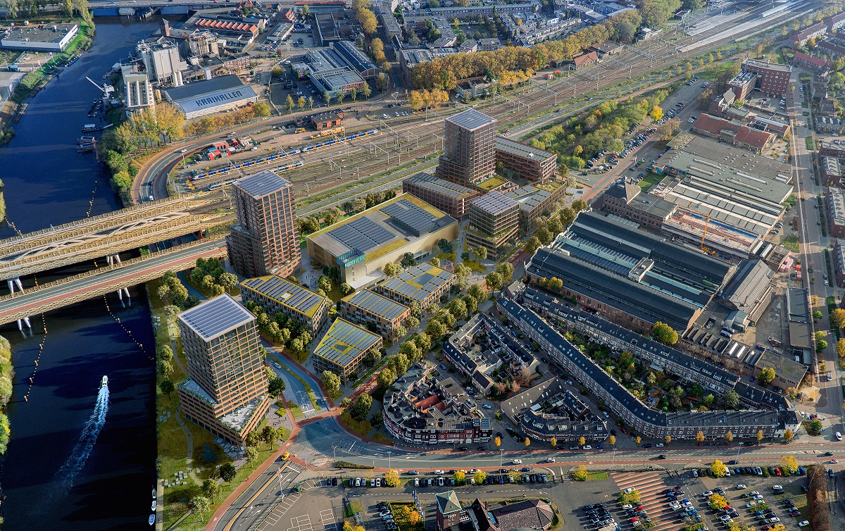 EKP-Noord terrein in 's-Hertogenbosch te zien vanuit de lucht.